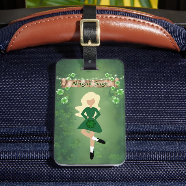 Personlig Irish Dancer with Blond Hair Dance Bagagebricka (Framsida Insitu 2)