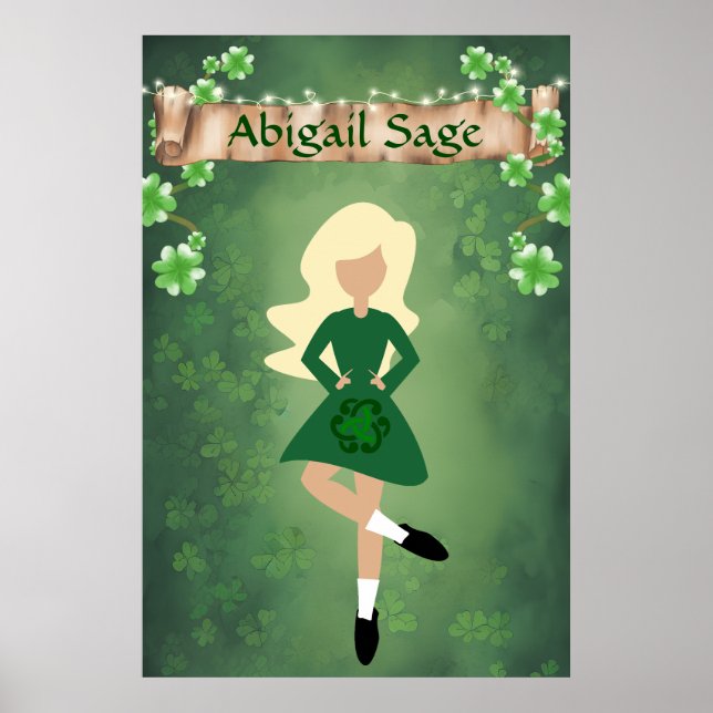 Personlig Irish Dancer with Blond Hair Dance Poster (Framsidan)