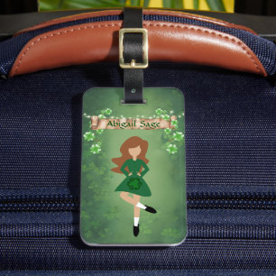 Personlig Irish Dancer with Brown Hair Dance Bagagebricka