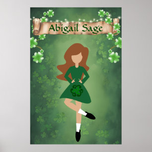 Personlig Irish Dancer with Brown Hair Dance Poster