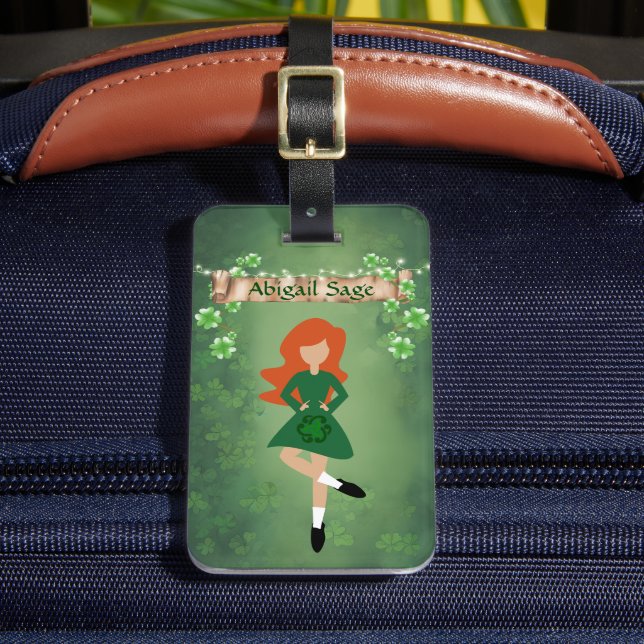 Personlig Irish Dancer with Red Hair Dance Bagagebricka (Framsida Insitu 2)