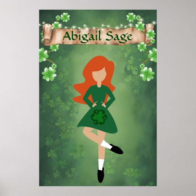 Personlig Irish Dancer with Red Hair Dance Poster (Framsidan)