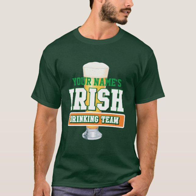 Personlig Irish Drinking Team Mörk T-Shirt (Framsida)