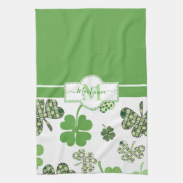 Personlig Irish Grönt Klöver St Patricks Kökshandduk