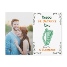 Personlig Irish Harp Postcard | St. Patrick Day