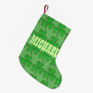 Personlig Irish Lucky Klöver Grönt Shamrock Liten Julstrumpa