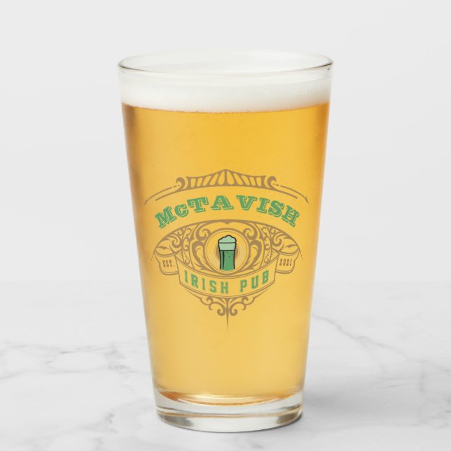 Personlig Irish Pub Beer Glass Glaskopp (Framsida fylld)