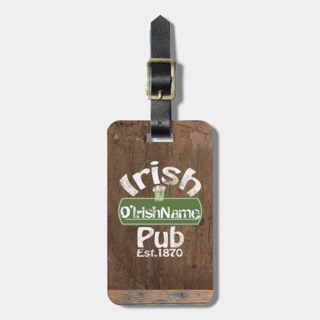 Personlig Irish Pub Old Keg Effect Sign Bagagebricka (Vertikal Framsida)
