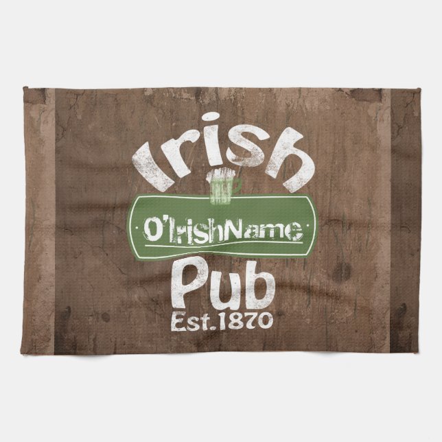 Personlig Irish Pub Old Keg Effect Sign Kökshandduk (Horisontell)