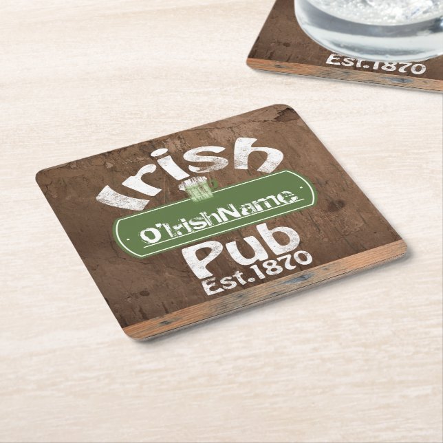 Personlig Irish Pub Old Keg Effect Sign Underlägg Papper Kvadrat (Vinklad)