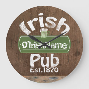 Personlig Irish Pub Old Keg Effect-tecken Stor Klocka