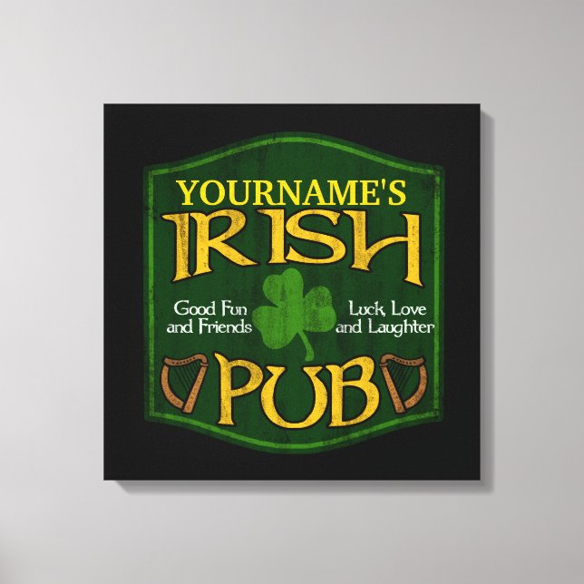 Personlig Irish Pub Sign Canvastryck (Framsida)