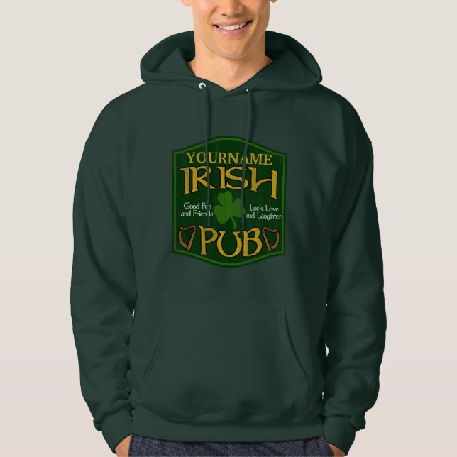 Personlig Irish Pub Sign Hoodie (Framsida)