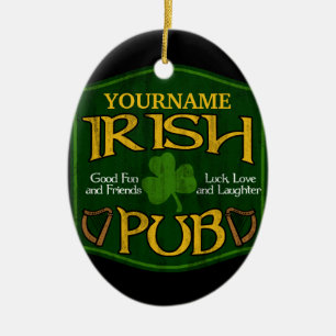 Personlig Irish Pub Sign Julgransprydnad Keramik
