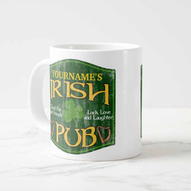 Personlig Irish Pub Sign Jumbo Mugg (Framsida vänster)