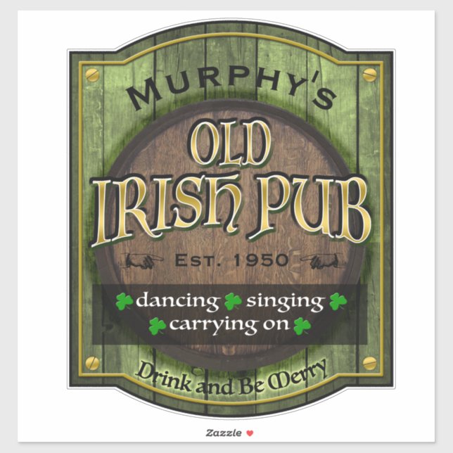 Personlig, Irish Pub Sign Klistermärken (Ark)
