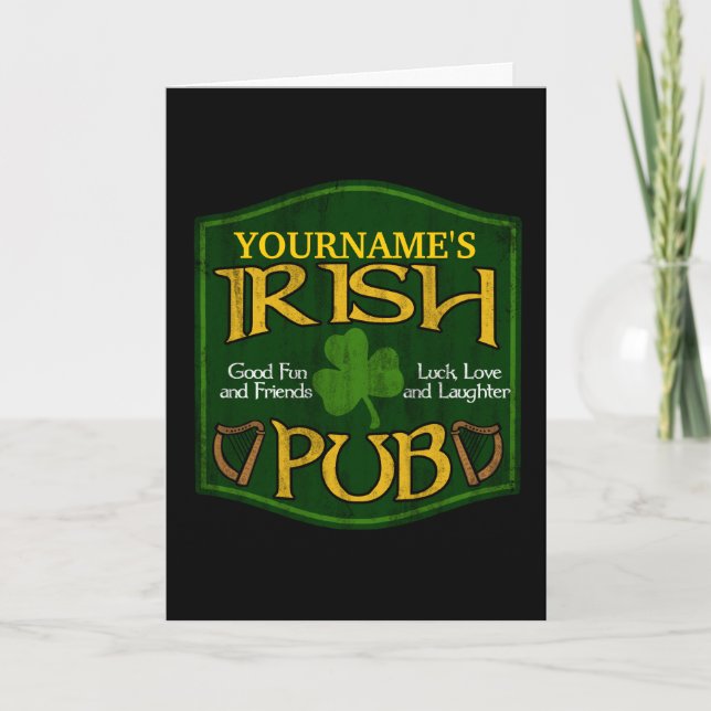 Personlig Irish Pub Sign Kort (Framsida)