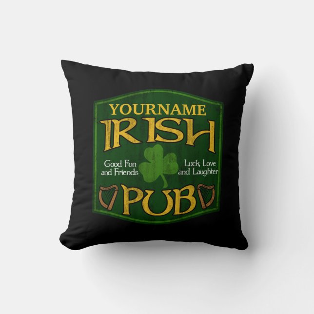 Personlig Irish Pub Sign Kudde (Framsida)