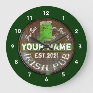 Personlig Irish pub Sign Large Clock Stor Klocka