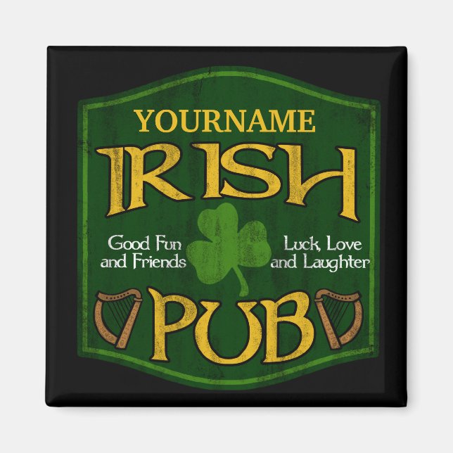 Personlig Irish Pub Sign Magnet (Framsidan)