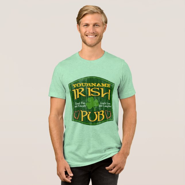 Personlig Irish Pub Sign T-shirt (Framsida Full)