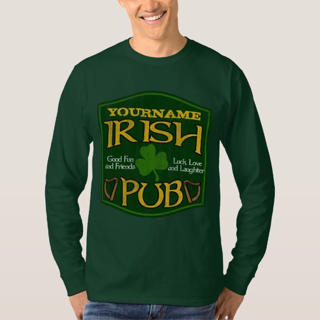 Personlig Irish Pub Sign Tee Shirt (Framsida)