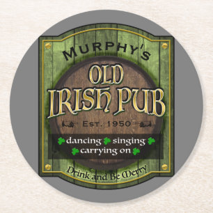 Personlig, Irish Pub Sign Underlägg Papper Rund