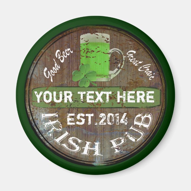 Personlig Irish pub-tecken Magnet (Framsidan)