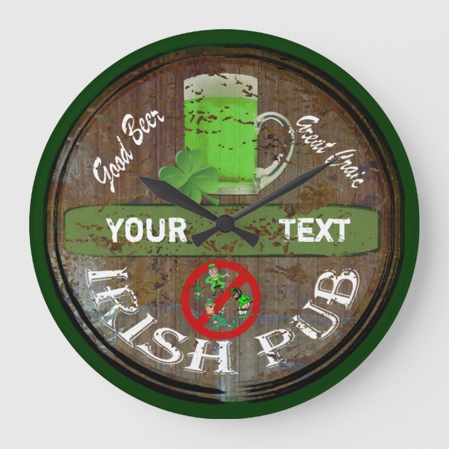 Personlig Irish pub-tecken Stor Klocka (Framsida)