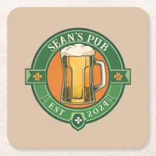 Personlig Irish Pub Underlägg Anpassad Namn Papper Kvadrat