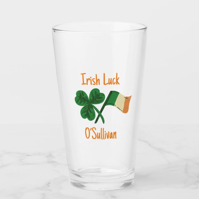 Personlig Irish Tur Klöver Beer Glass Tumbler Glaskopp (Framsida)
