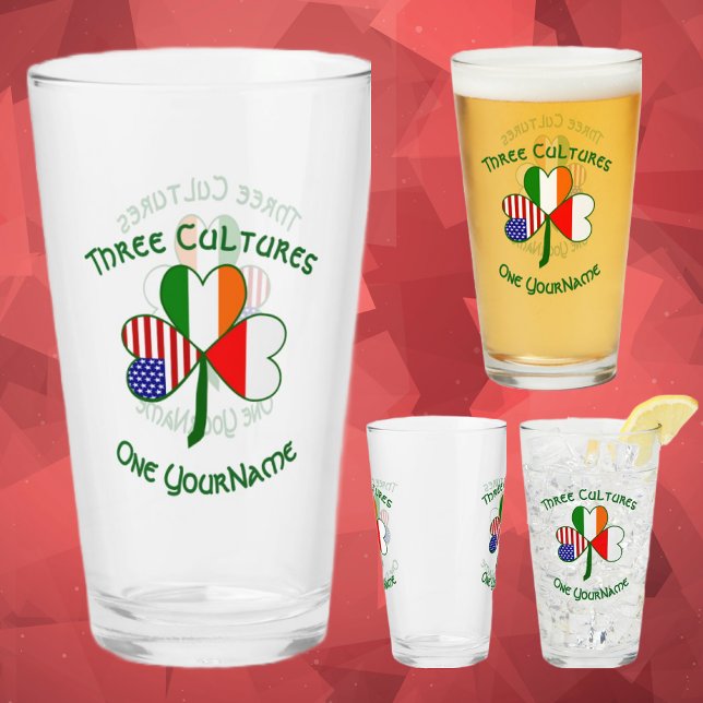 Personlig irländsk-amerikansk-polsk flagg shamrock glaskopp (Skapare uppladdad)