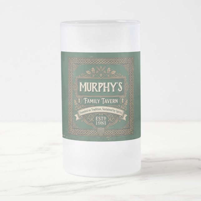 Personlig irländsk pubbfamilj Taverns vintagegrön Frostat Ölglas (Center)