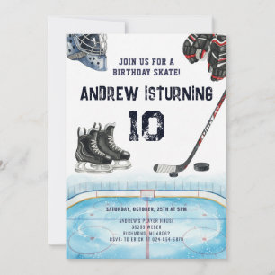 Personlig ishockey-födelsedagsinbjudan inbjudningar