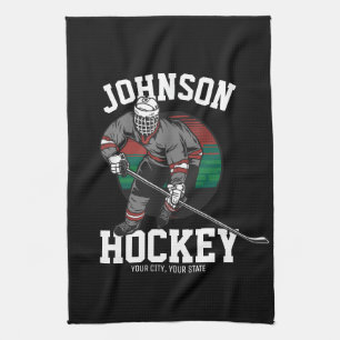 Personlig ishockeyspelare lag atlet namn kökshandduk