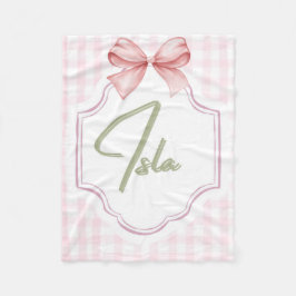 Personlig Isla Flicka Nursery Bow&Gingham Fleecefilt