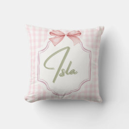 Personlig Isla Flicka Nursery Bow&Gingham Kudde
