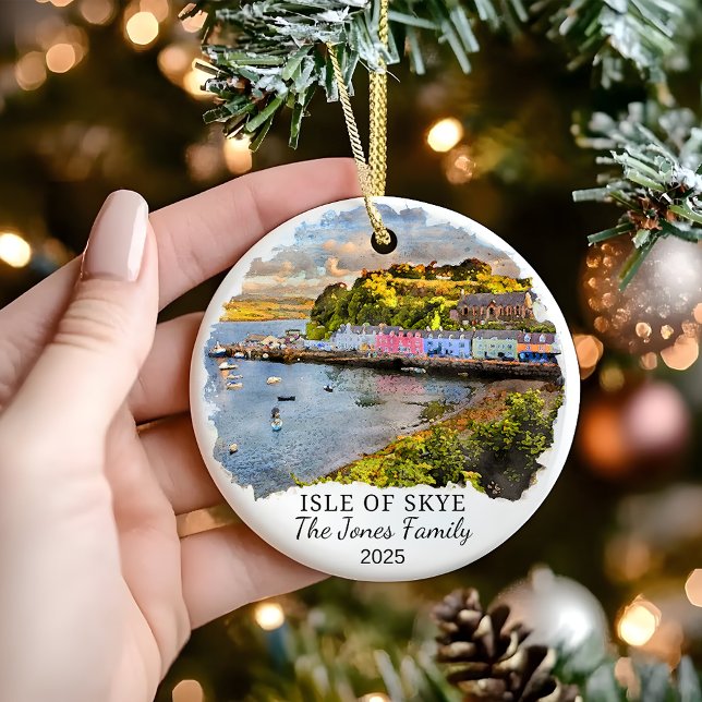 Personlig Isle of Skye Ornament, Scotland Gift Julgransprydnad Keramik (Skapare uppladdad)