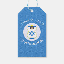 Personlig israelisk ängel Hannukaflagga  Presentetikett