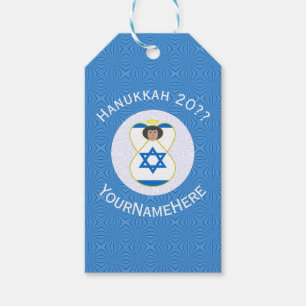 Personlig israelisk ängel Hannukaflagga  Presentetikett