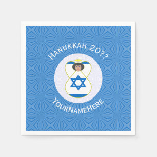 Personlig israelisk ängel Hanukkah-flagga  Pappersservett
