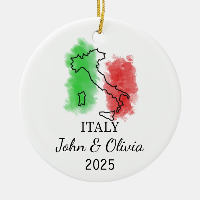 Personlig Italien Ornament, Italien Flagga Gift Julgransprydnad Keramik (Framsidan)
