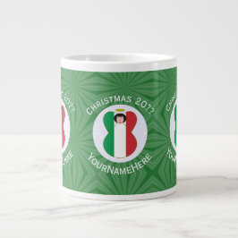 Personlig italiensk ängel julflagga jumbo mugg