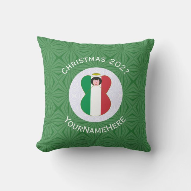 Personlig italiensk ängel julflagga  kudde (Framsida)