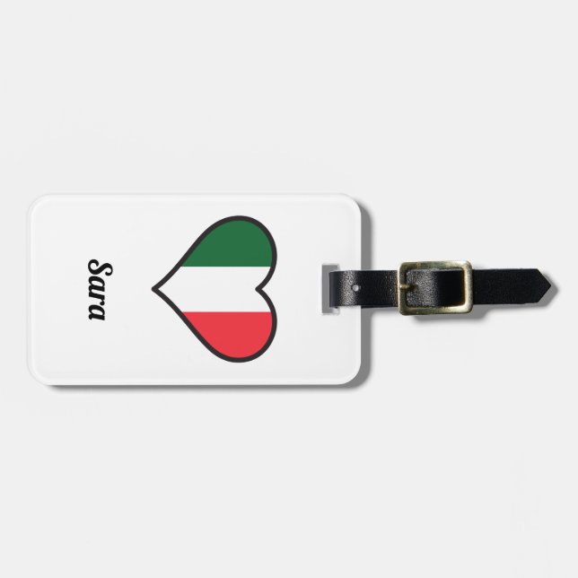 Personlig Italiensk Flagga Heart Luggage Tag Bagagebricka (Horisontell Framsida)
