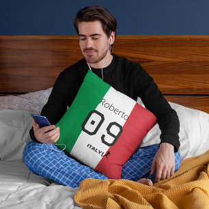 Personlig italiensk fotbollsfan med Italiens natio Kudde