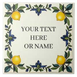 Personlig italiensk keramik Lemon Tile Blue Kakelplatta