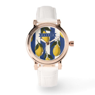 Personlig italiensk lemonstripad kuststil armbandsur