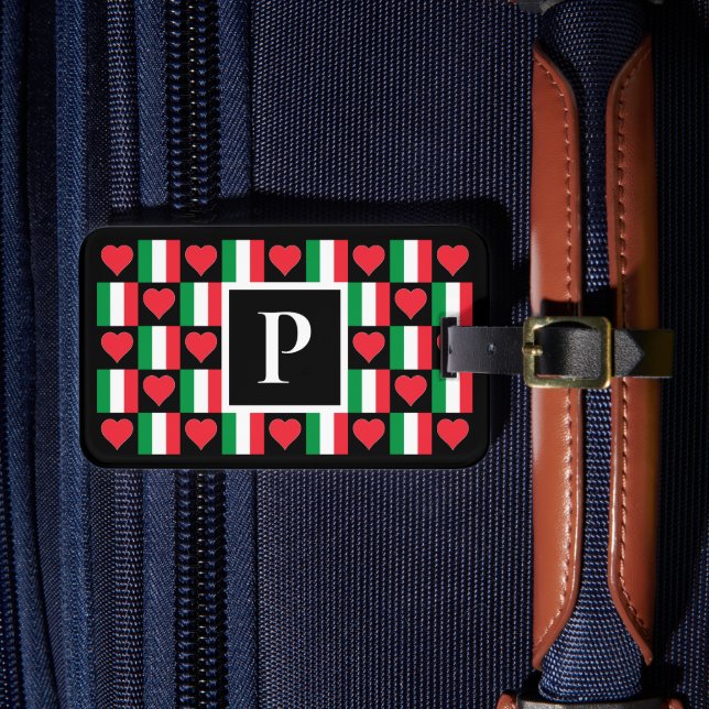 Personlig Italienska Flagga Brev Italien Bagagebricka (Framsida Insitu 4)