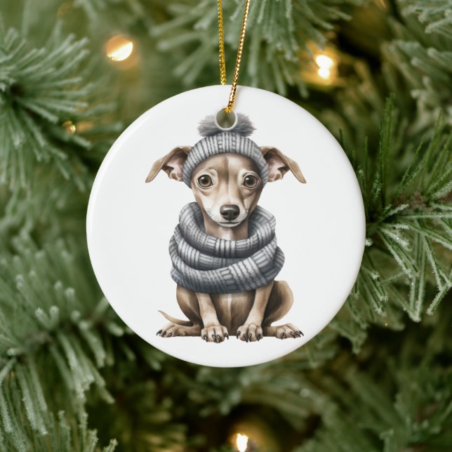Personlig Italienska Greyhound-Hund Julgransprydnad Keramik (Träd)